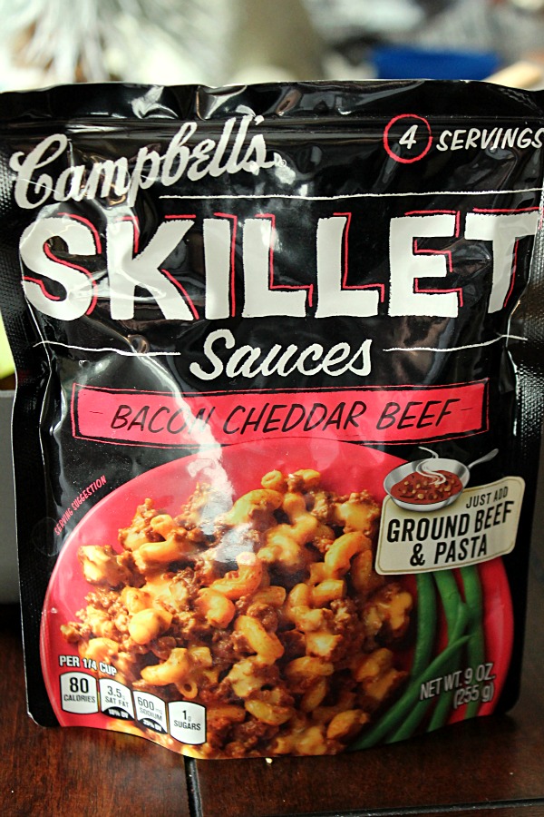 Easy recipes with #CampbellsSauces like Bacon Beef Cheddar Skillet Sauce
