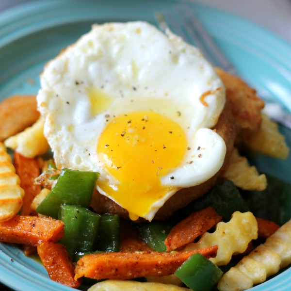 Runny Fried Egg On Fry and Ring Hash #SpringIntoFlavor #CollectiveBias