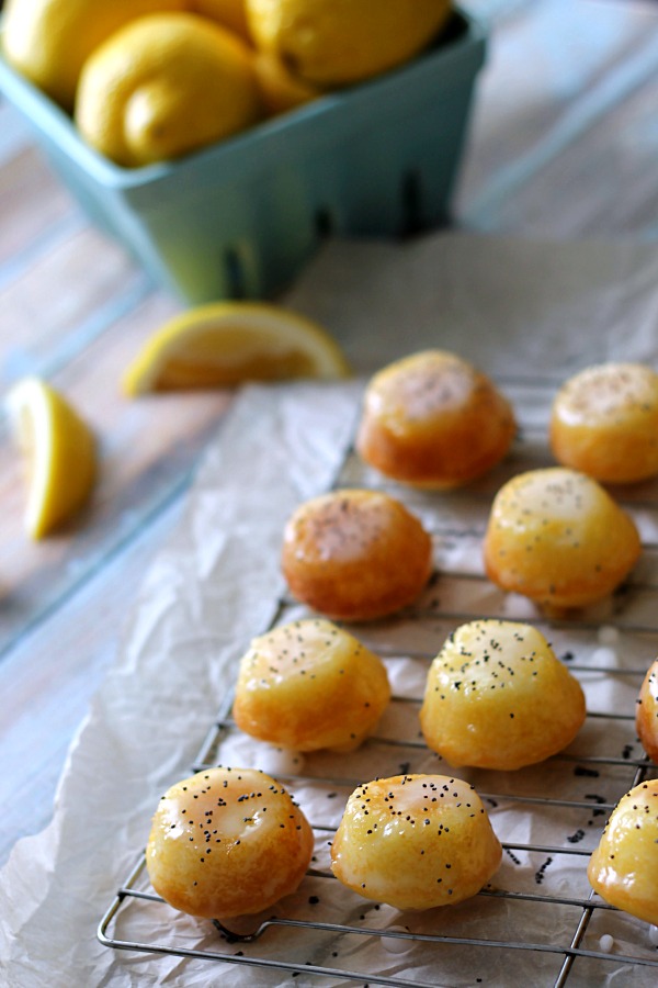 Lemon Poppy Seed Glazed Cake Bites