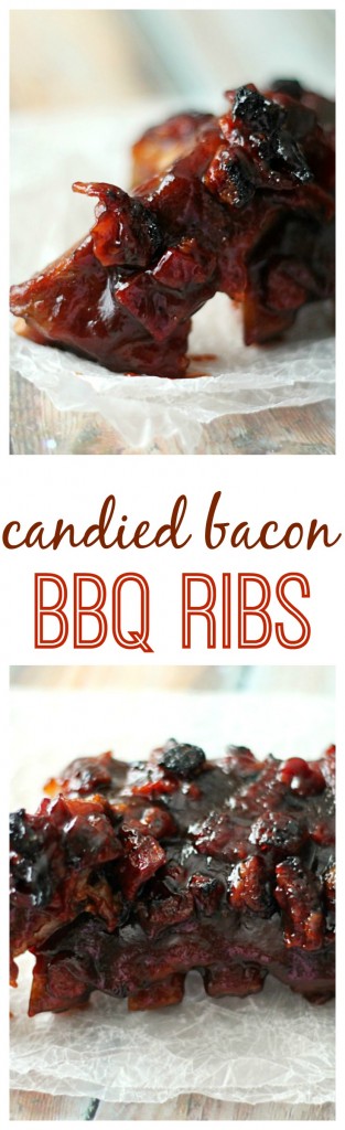 Candied Bacon BBQ Ribs.  The perfect sweet and smoky rib recipe!