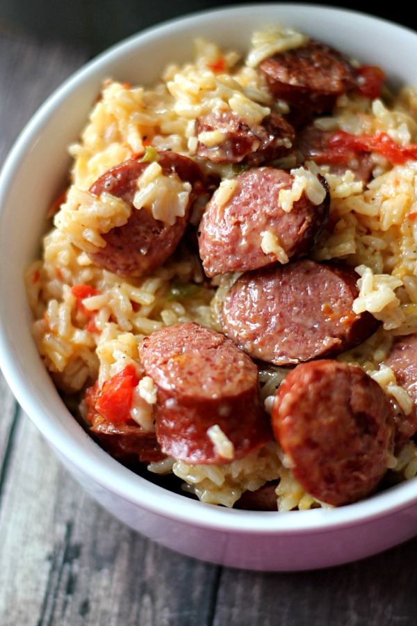 Cheesy Sausage Rice Skillet