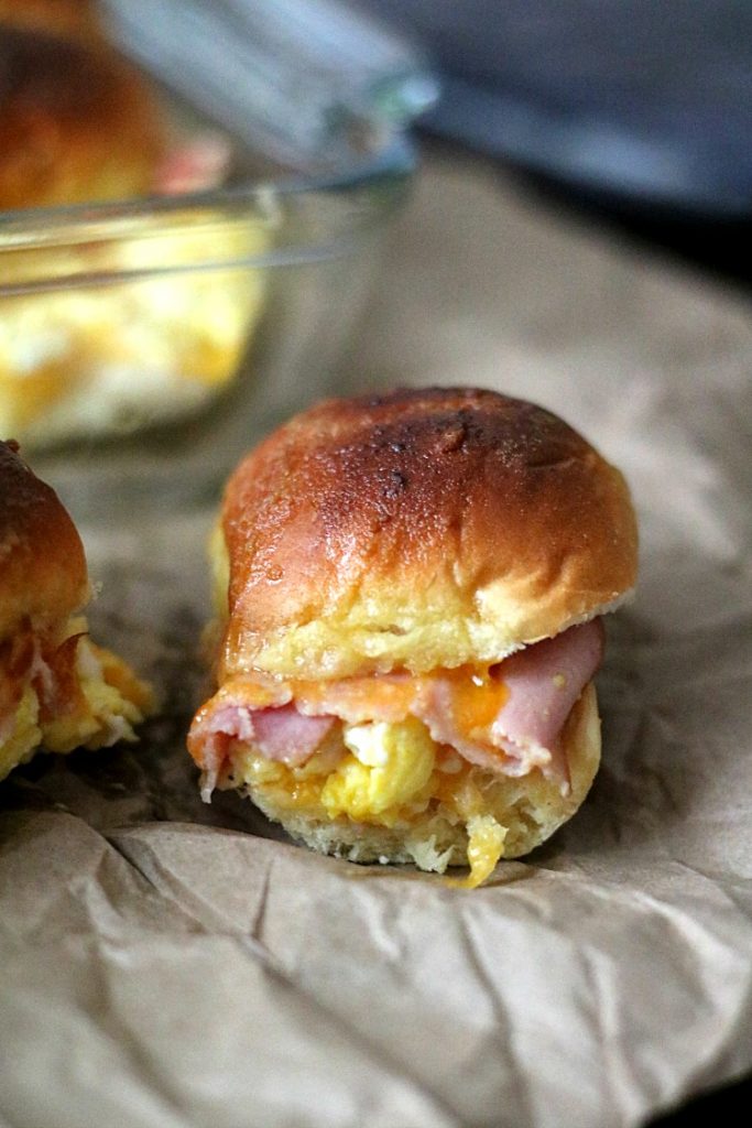 Cheesy Ham BReakfast Sliders