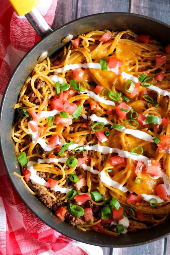 One Pot Taco Skillet Spaghetti_