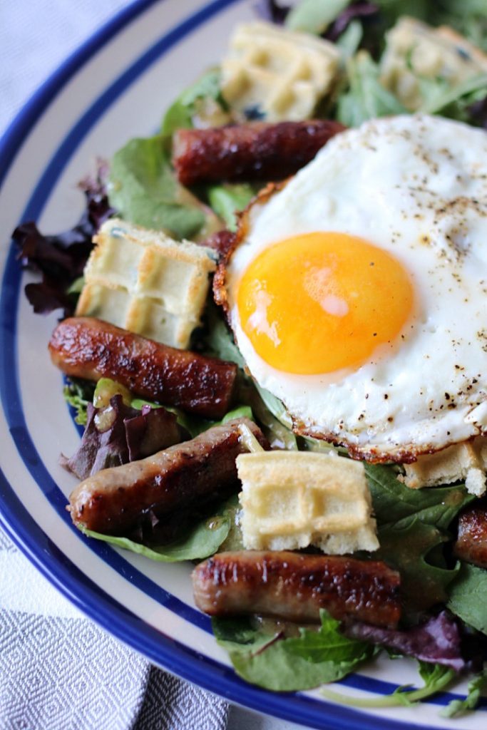 Sausage Salad with fried egg